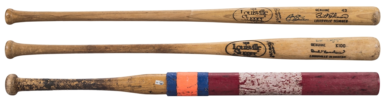 Lot of (3) New York Mets Training Used Fungo Bats - 2 Single Signed by Robinson & Harrelson (MLB Authenticated, PSA/DNA PreCert & Beckett)
